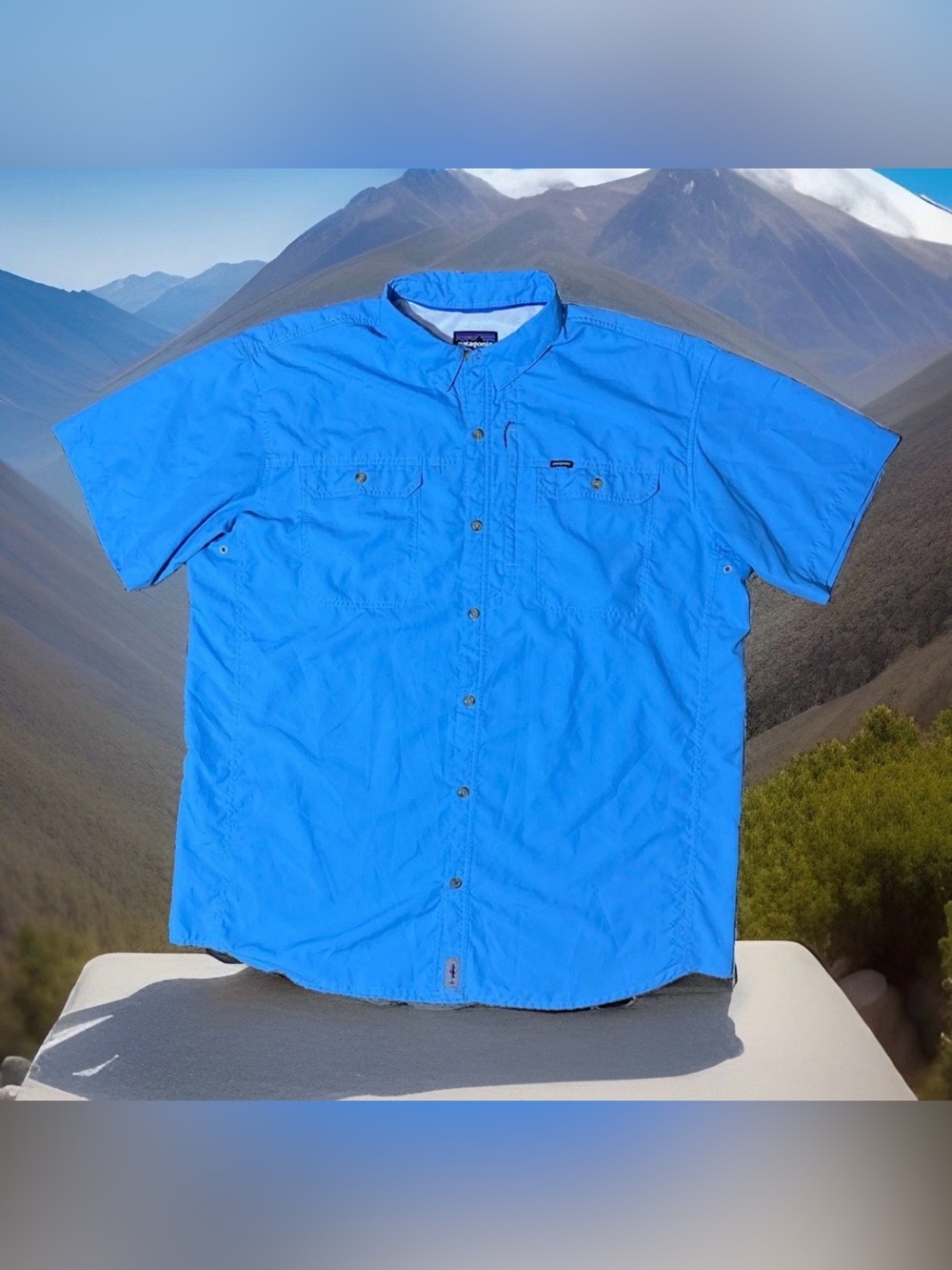 Patagonia Men’s Sol Patrol Sz 2XL Blue Vented Lightweight Fishing Shirt 54234